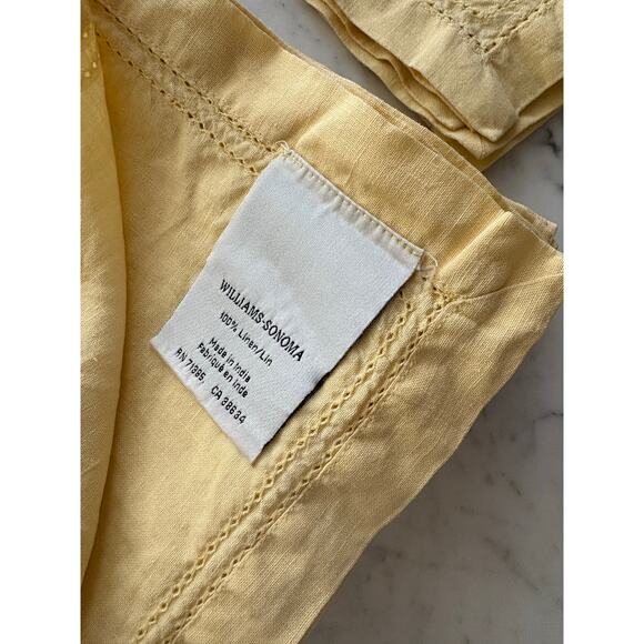 8 Williams Sonoma 100% Linen Napkins 20” Double Hem Stitched Pale Yellow used 1x - Picture 4 of 8